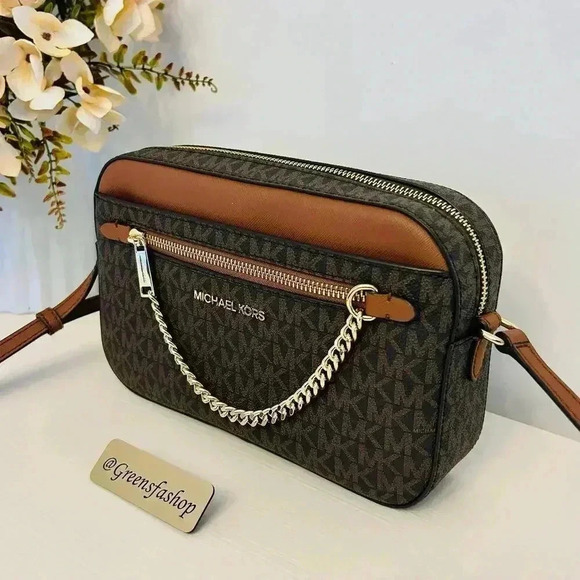 Michael kors purse Jet Set Large East/West Zip Chain crossbody bag brown - Picture 2 of 10